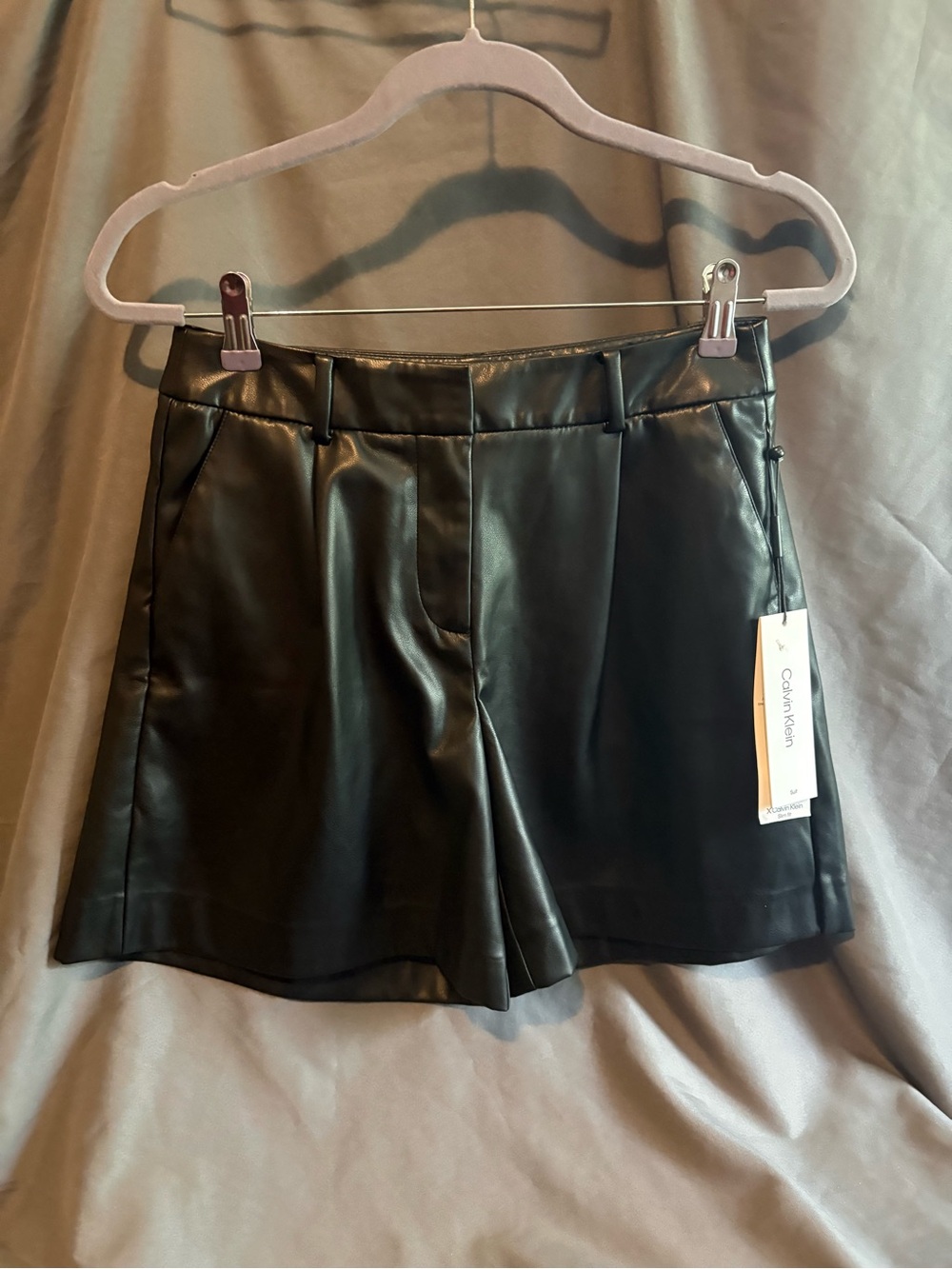 Calvin Klein Black Faux Leather High-Waist Women’s Shorts